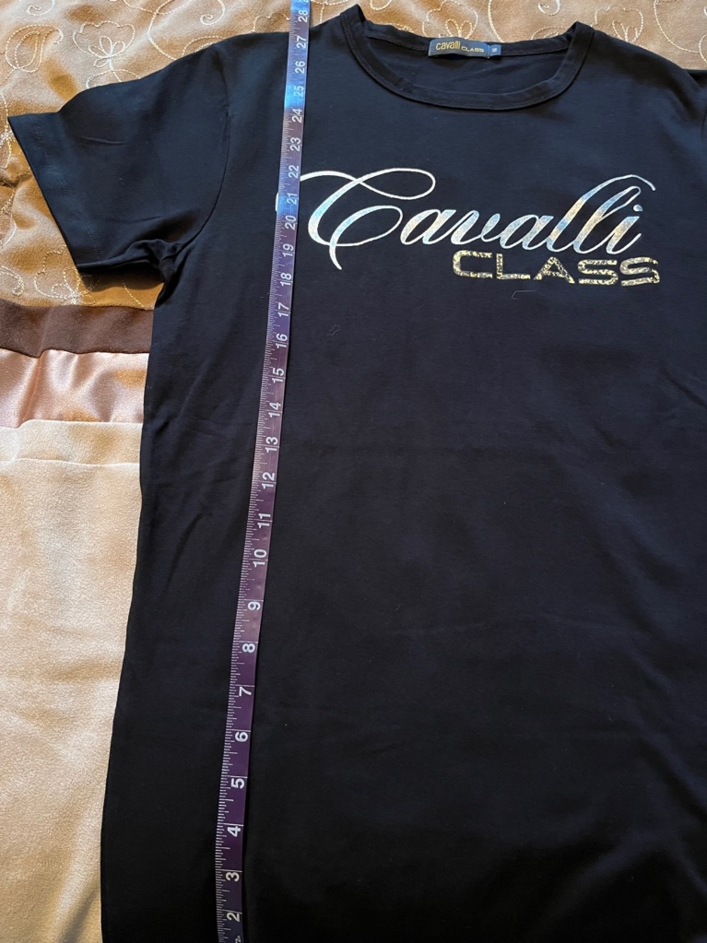 Roberto Cavalli Logo Black T-Shirt Women's M NWOT Italian Designer Cotton Tee - Picture 12 of 12